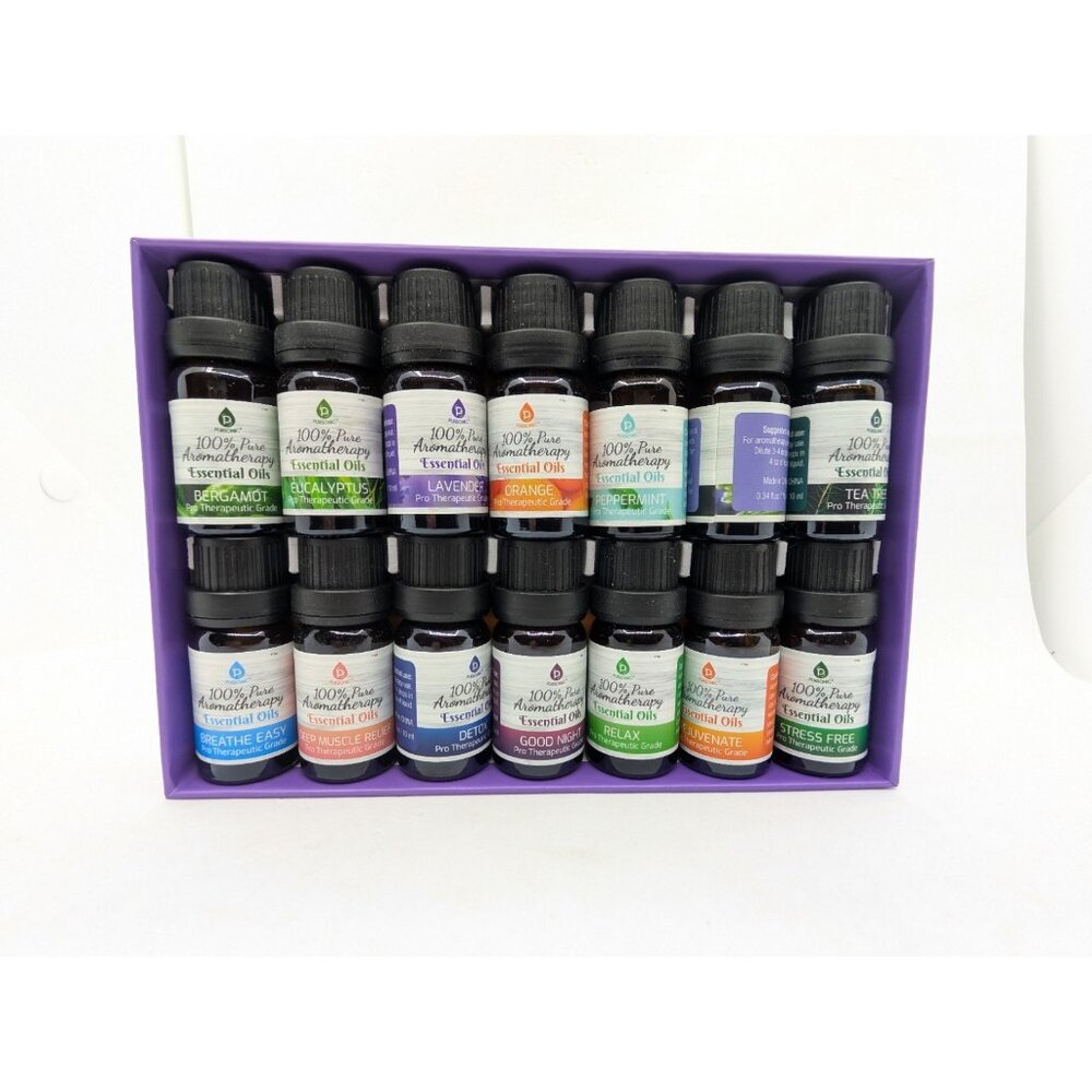 Pursonic 100% Pure Aromatherapy Essential Oils 14 Pack Gift Set Open box READ